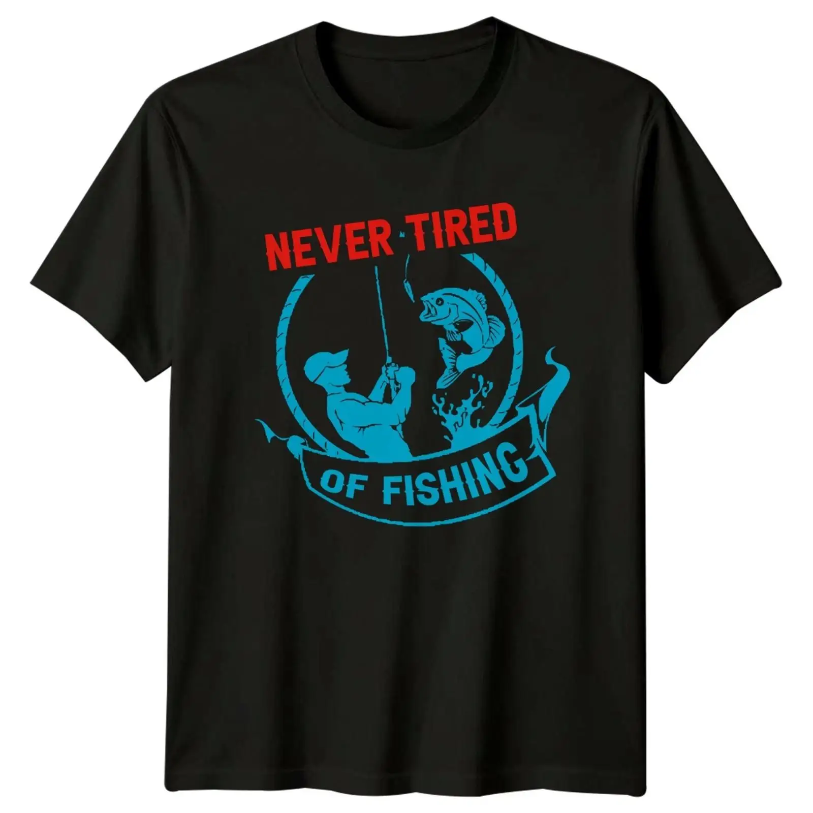 Vintage Fashion Herren - 釣りに飽きることのない男性用 T シャツ Barschangeln Vatertag Geschenk