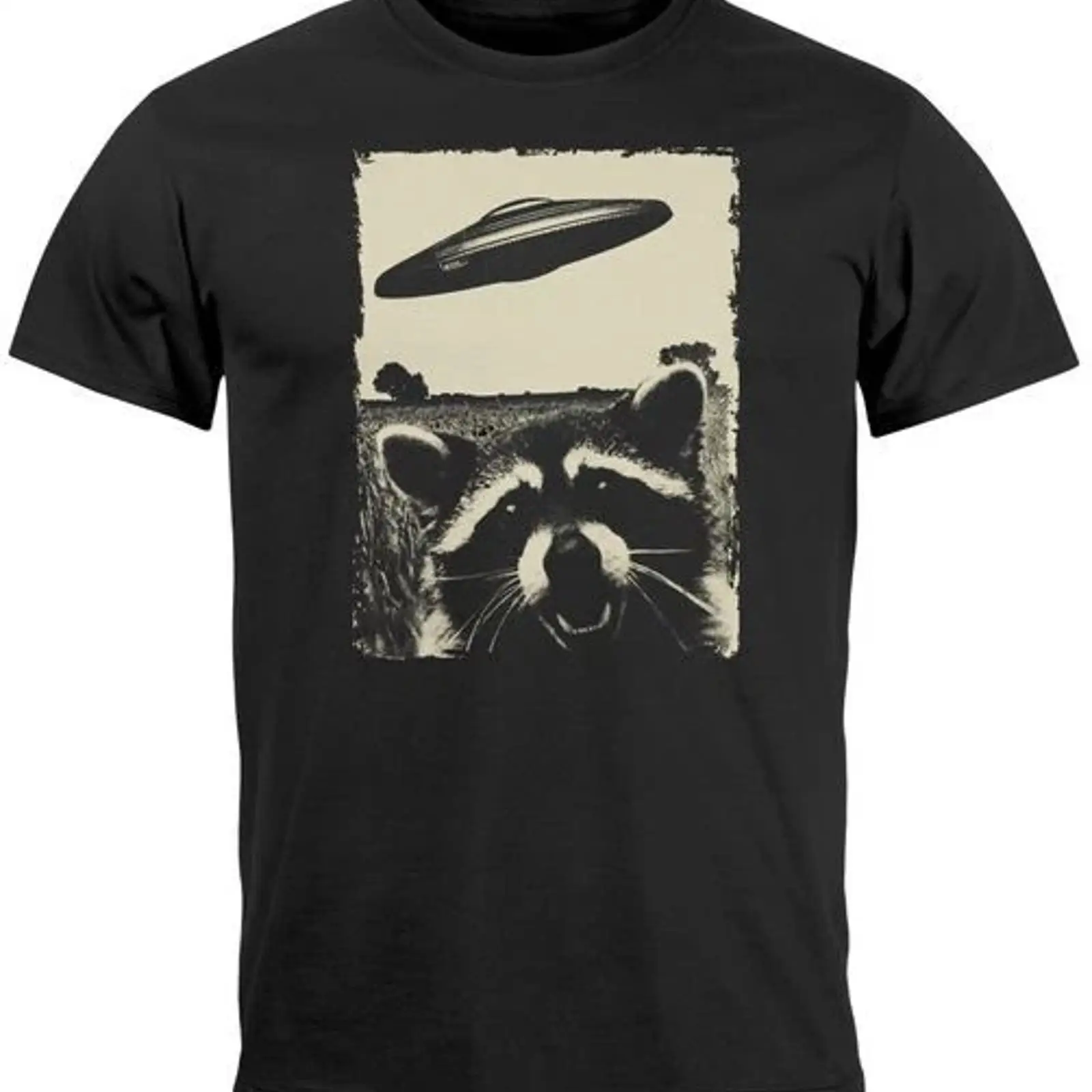 Vintage Fashion Herren - ヘレン Tシャツ UFO ウォッシュベア エイリアン フォトプリント