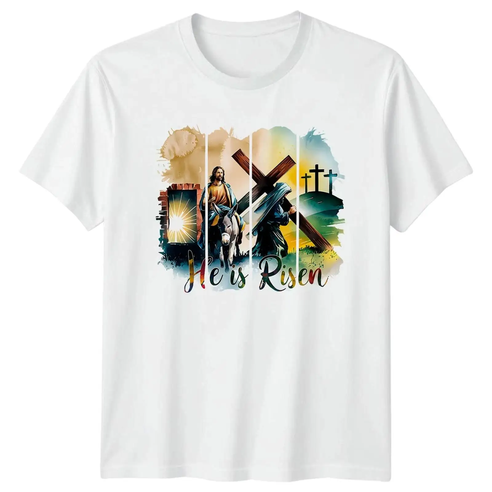 Vintage Fashion Herren - 彼は復活した キリスト教 宗教 ヘレン Tシャツ ダメン