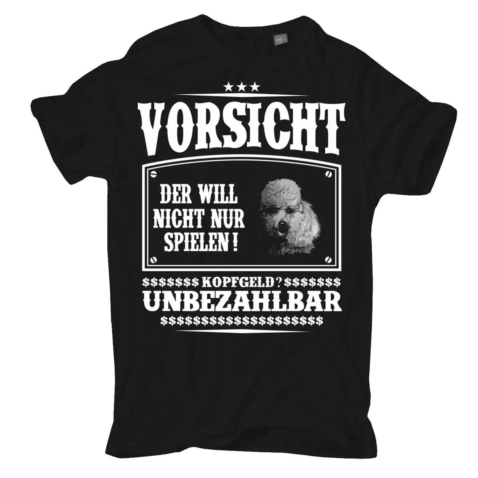 Vintage Fashion Herren - ヘレン Tシャツ プーデル VORSICHT der will