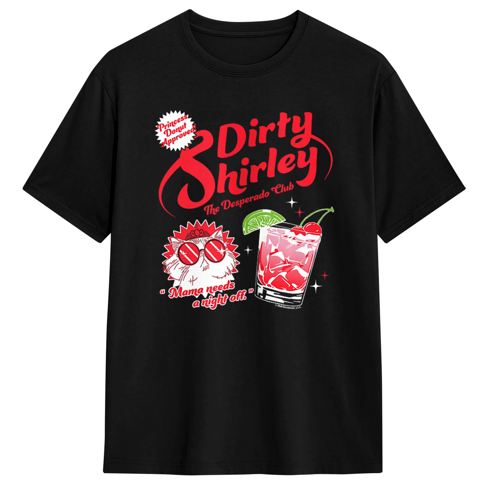 Vintage Fashion Ads - 2026DCC ダーティ・シャーリー・デスペラード・クラブ広告付きプリンセス・ドーナツ・コットンTシャツ メンズサマービンテージTシャツ Oネック原宿風Tシャツ