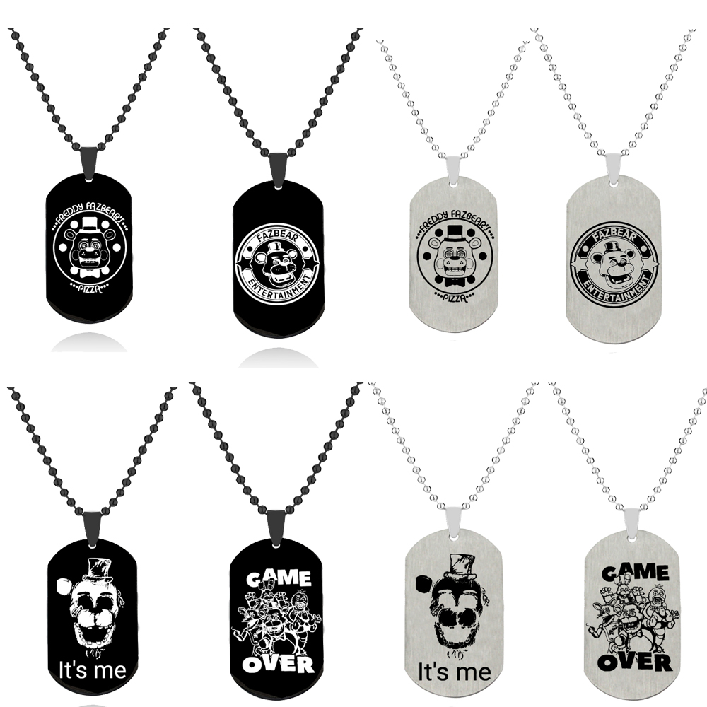 Vintage Fashion Labels - 犬のタグ,アニメゲーム,フレディ,フォクシー,ボニー,動物の人形のフィギュアが付いたステンレス鋼のネックレス