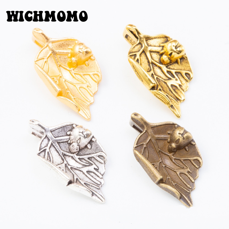 Vintage Fashion Jewelry - ファッション 20個/袋 23*13mm ヴィンテージ亜鉛合金の葉っぱとクモのチャームペンダント DIY用 女の子のイヤリング