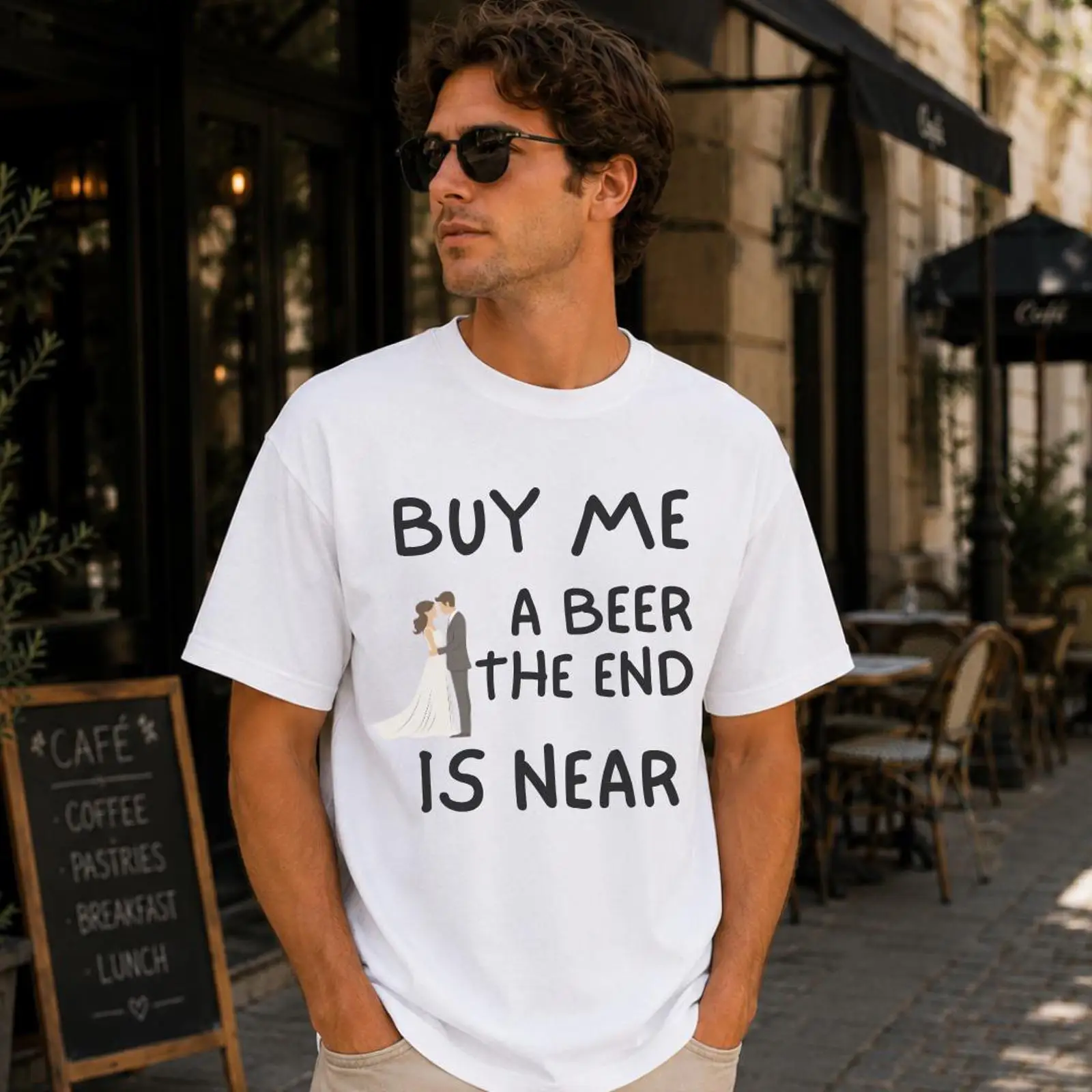 面白い独身者Tシャツ「ビールを買って」「終わりが近い」新郎パ - Vintage Fashion Near Me のレビューと価格