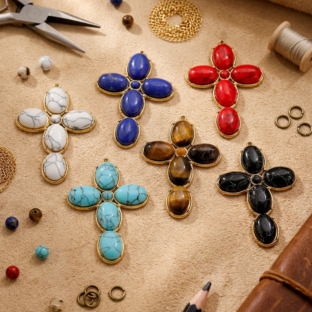 ステンレス製チャーム ヴィンテージ風大型クロスペンダントチャ - Vintage Fashion Jewelry のレビューと価格