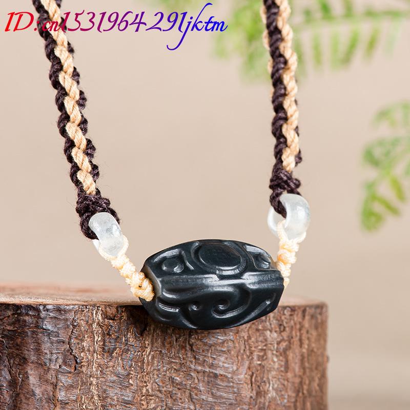 和天翡翠彫刻ビーズペンダントネックレスヴィンテージファッショ - Vintage Fashion Jewelry のレビューと価格