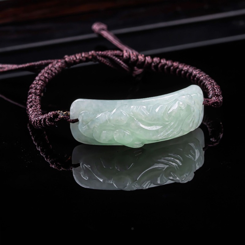 ビルマ翡翠貔貅ブレスレット彫刻手編み天然翡翠ブレスレットバン - Vintage Fashion Jewelry のレビューと価格