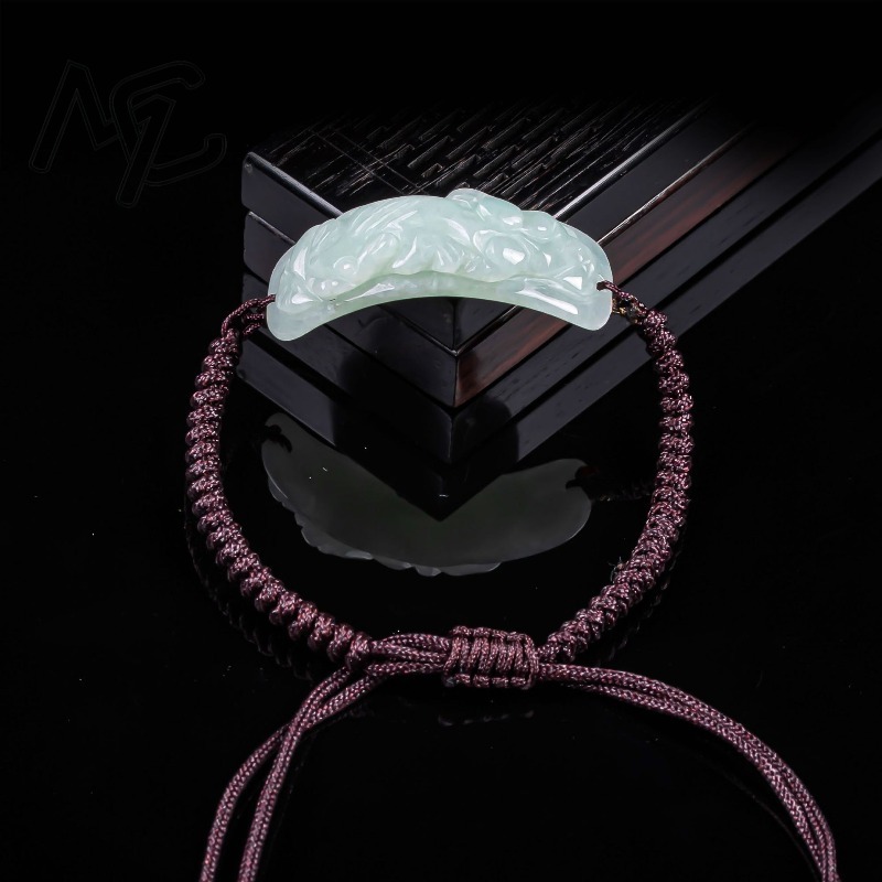 ビルマ翡翠貔貅ブレスレット彫刻手編み天然翡翠ブレスレットバン - Vintage Fashion Jewelry のレビューと価格