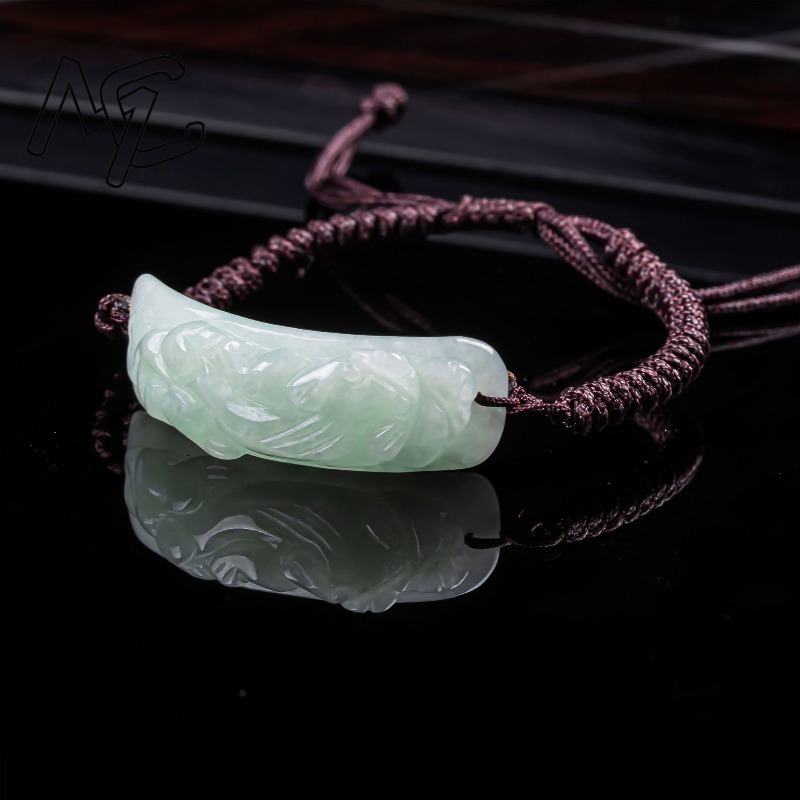 ビルマ翡翠貔貅ブレスレット彫刻手編み天然翡翠ブレスレットバン - Vintage Fashion Jewelry のレビューと価格