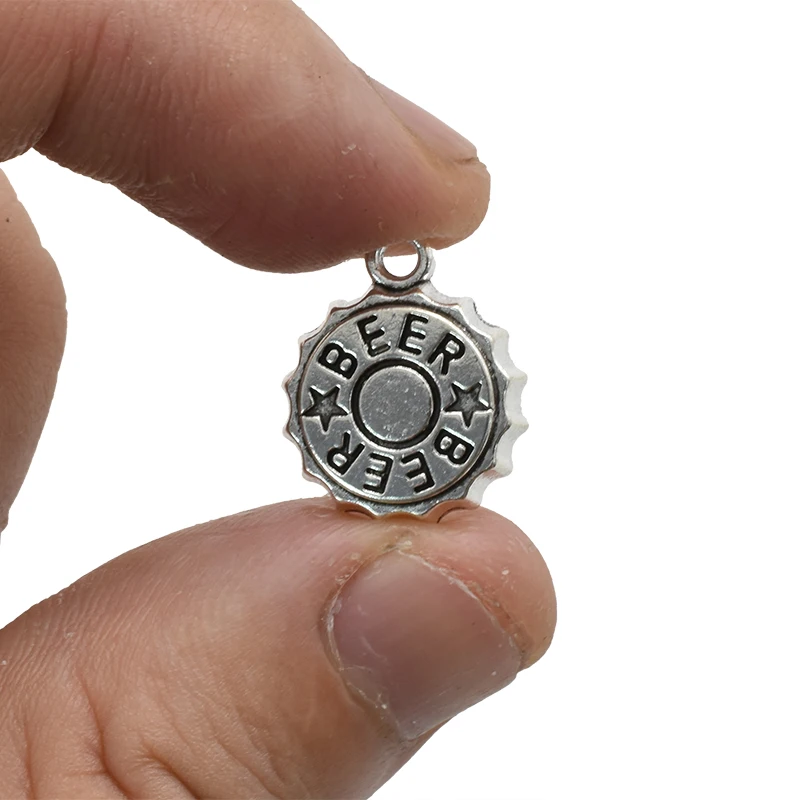 アンティークシルバーメッキビールキャップチャーム、DIYイヤ - Vintage Fashion Jewelry のレビューと価格