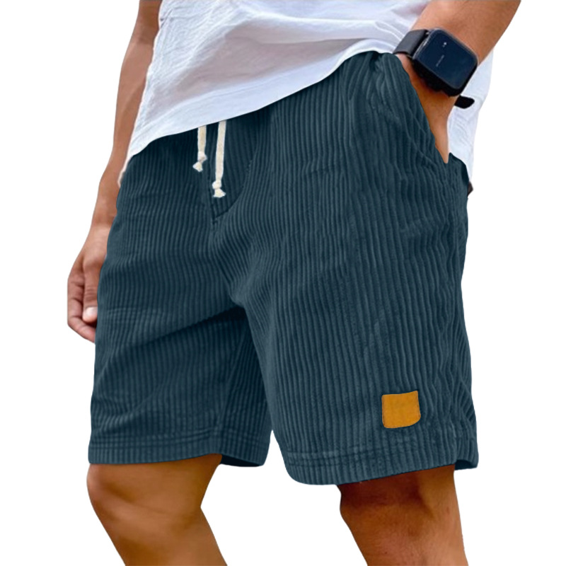 夏の新メンズヴィンテージ刺繍レザーラベルコーデュロイカジュア - Vintage Fashion Labels のレビューと価格