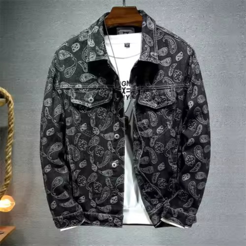 新 2025 春日本のヴィンテージプリントデニムジャケット男 - Vintage Fashion In Japan のレビューと価格