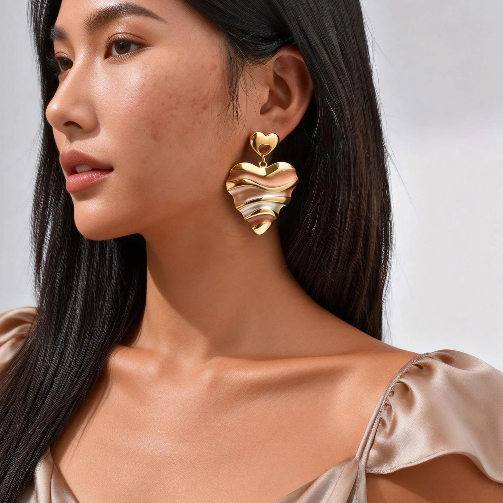 女性用スタッドピアス ハンマードステンレススチールジュエリー - Vintage Fashion Ads のレビューと価格
