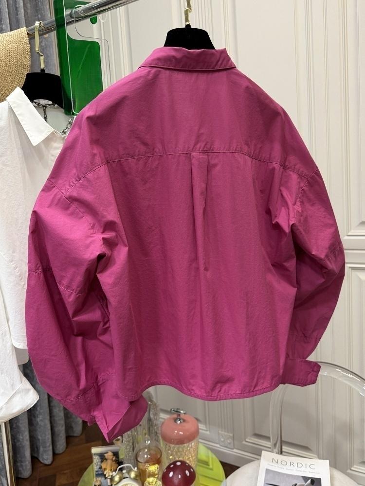 シングルブレスト女性用シャツ、無地パフスリーブ、日本風サマー - Vintage Fashion In Japan のレビューと価格