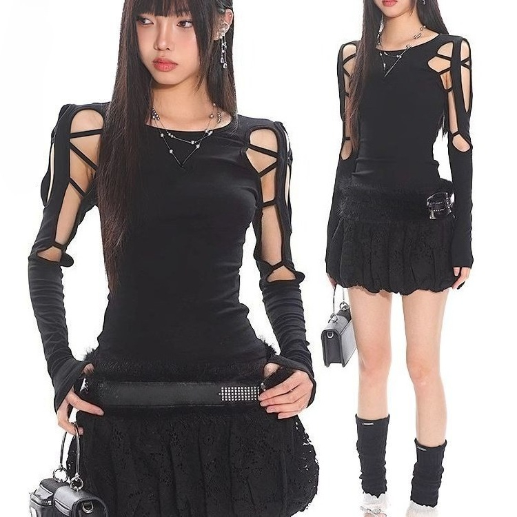 レトロパンクロック女性 Tシャツ原宿 Y2K ゴシックサブカ - Vintage Fashion Subculture のレビューと価格