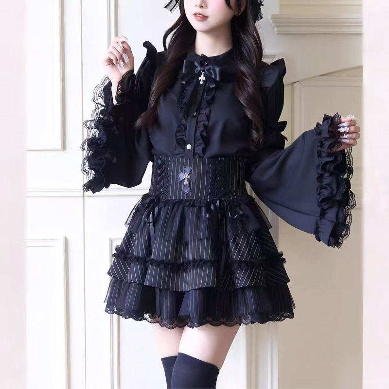 女性用ヴィンテージゴシックロリータ長袖レースボウギゴットスリ - Vintage Fashion Subculture のレビューと価格