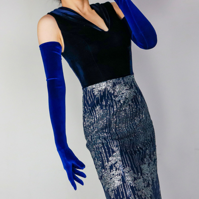 女性のエレガントなヴィンテージロングベルベットグローブ女性春 - Vintage Fashion Photographers のレビューと価格